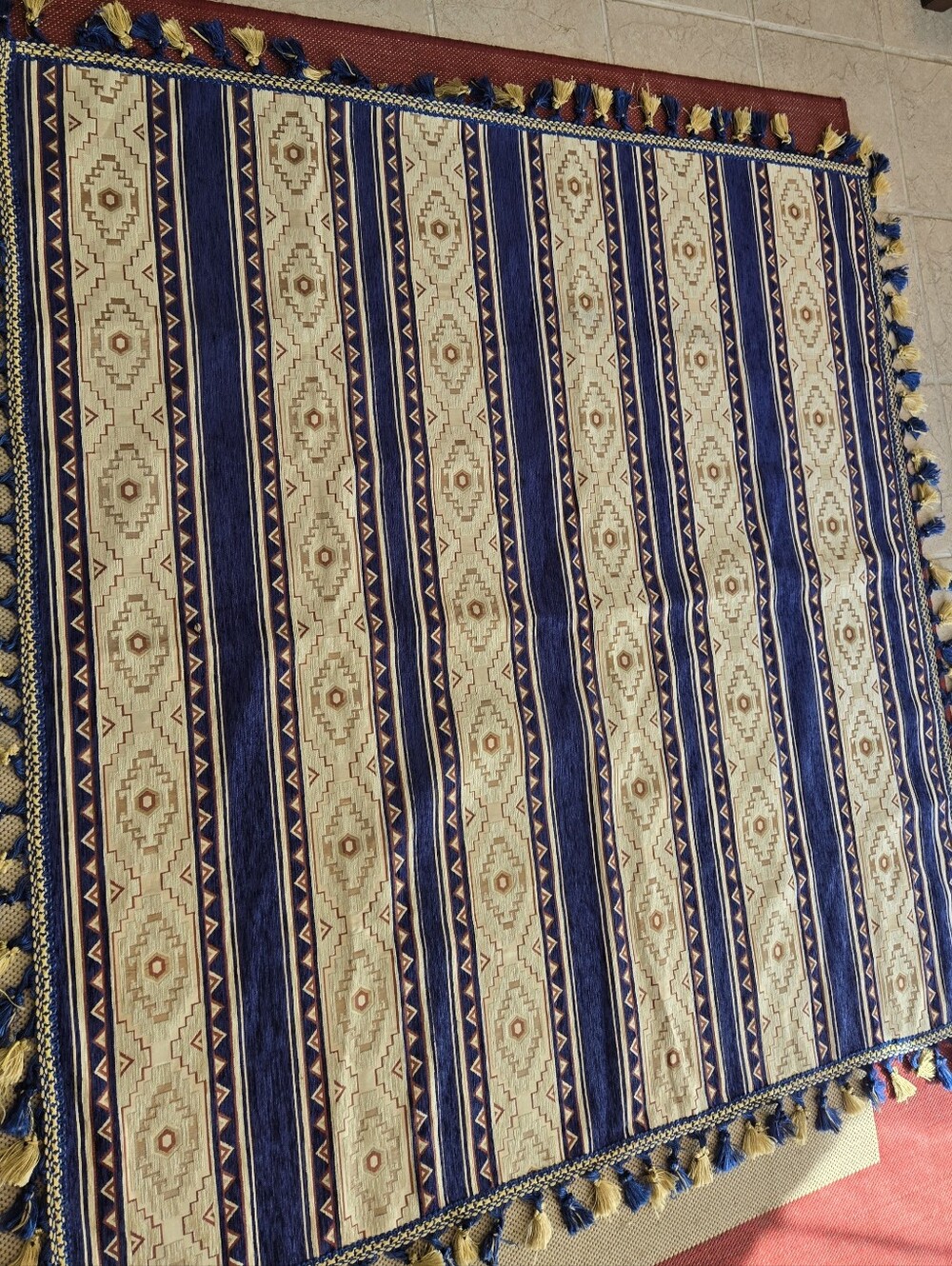 New Aztec Tribal Tapestry Square Fringed Reversible Wall Hanging Tablecloth Rug
